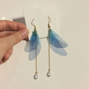 New Nyunyu blue green butterfly dangling earrings
